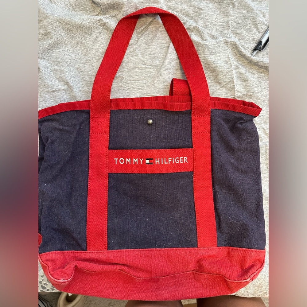 Tommy Hilfiger Red and Navy Duffel Bag